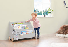 Bibliothèque enfant à roulettes « Lasse », grise