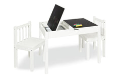 Ensemble de plateau de table avec tableau magnétique et peinture tableau noir pour groupe de sièges pour enfants "Linnea", blanc, 2 pièces.