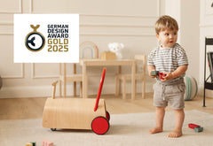 Trotteur et porteur « Enzo », naturel/rouge