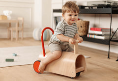 Trotteur et porteur « Enzo », naturel/rouge