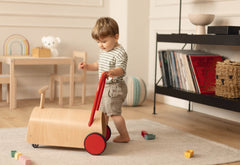 Trotteur et porteur « Enzo », naturel/rouge