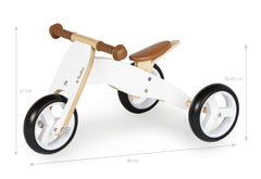 Mini tricycle d'équilibre « Charlie », blanc/naturel
