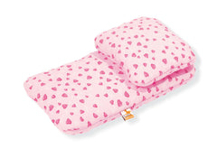Parure de lit pour poussette de poupée « Coeur », rose, 2 pièces.