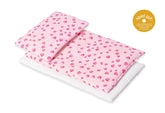 Parure de lit pour poupée « Coeurs », rose, 3 pièces.