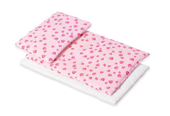 Parure de lit pour poupée « Coeurs », rose, 3 pièces.