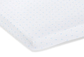 Draps-housses en jersey pour lit enfant en lot de deux "Étoiles", bleu clair et uni, blanc