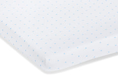 Draps-housses en jersey pour lit enfant en lot de deux "Étoiles", bleu clair et uni, blanc