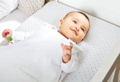 Draps-housses en jersey pour berceaux, lits bébé et poussettes en lot de deux « Étoiles », gris et uni, blanc