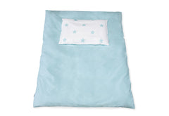 Linge de lit réversible en percale pour lit enfant « Étoiles », bleu clair, 2 pièces.