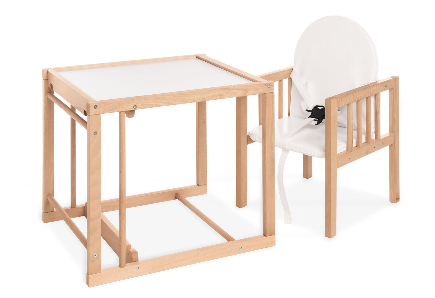 Chaise haute combinée « Lene », laquée transparente