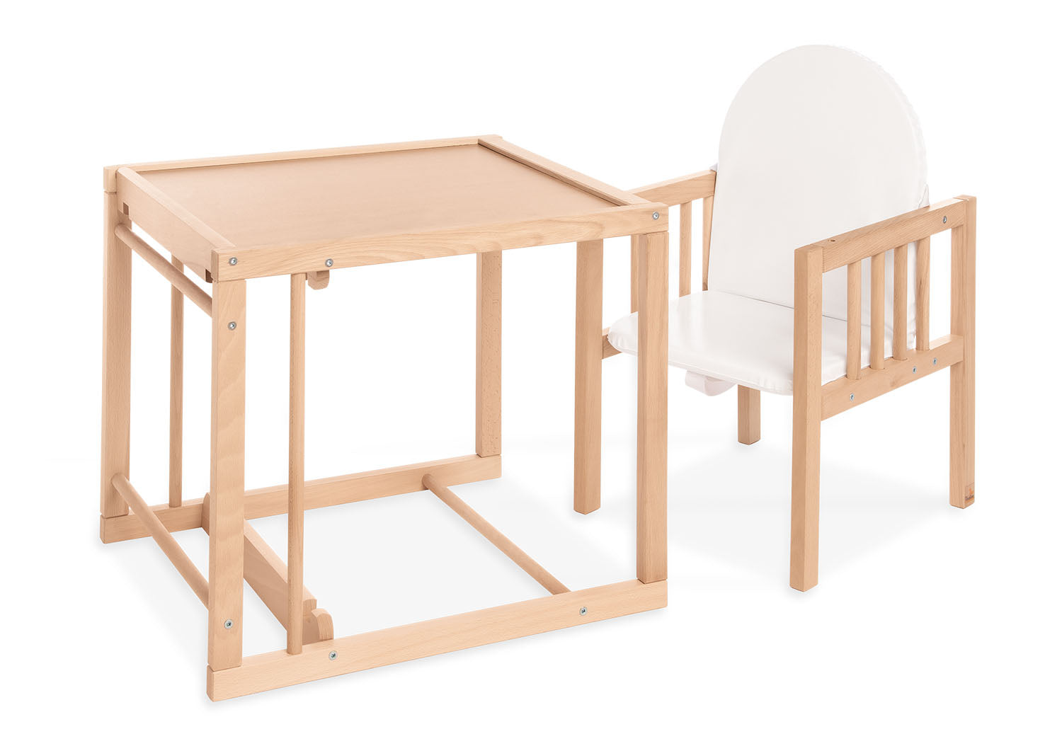 Chaise haute combinée « Lene », laquée transparente