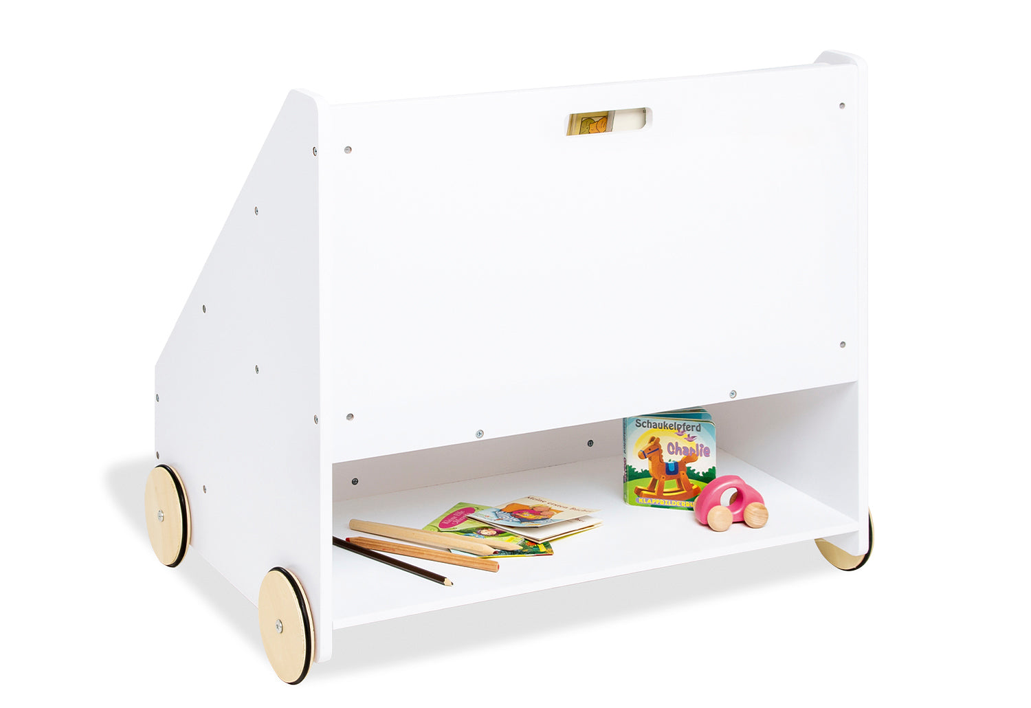 Bibliothèque enfant à roulettes « Lasse », blanche