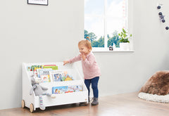 Bibliothèque enfant à roulettes « Lasse », blanche
