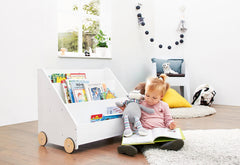 Bibliothèque enfant à roulettes « Lasse », blanche
