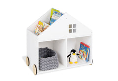 Bibliothèque pour enfants à roulettes « Hus », blanche