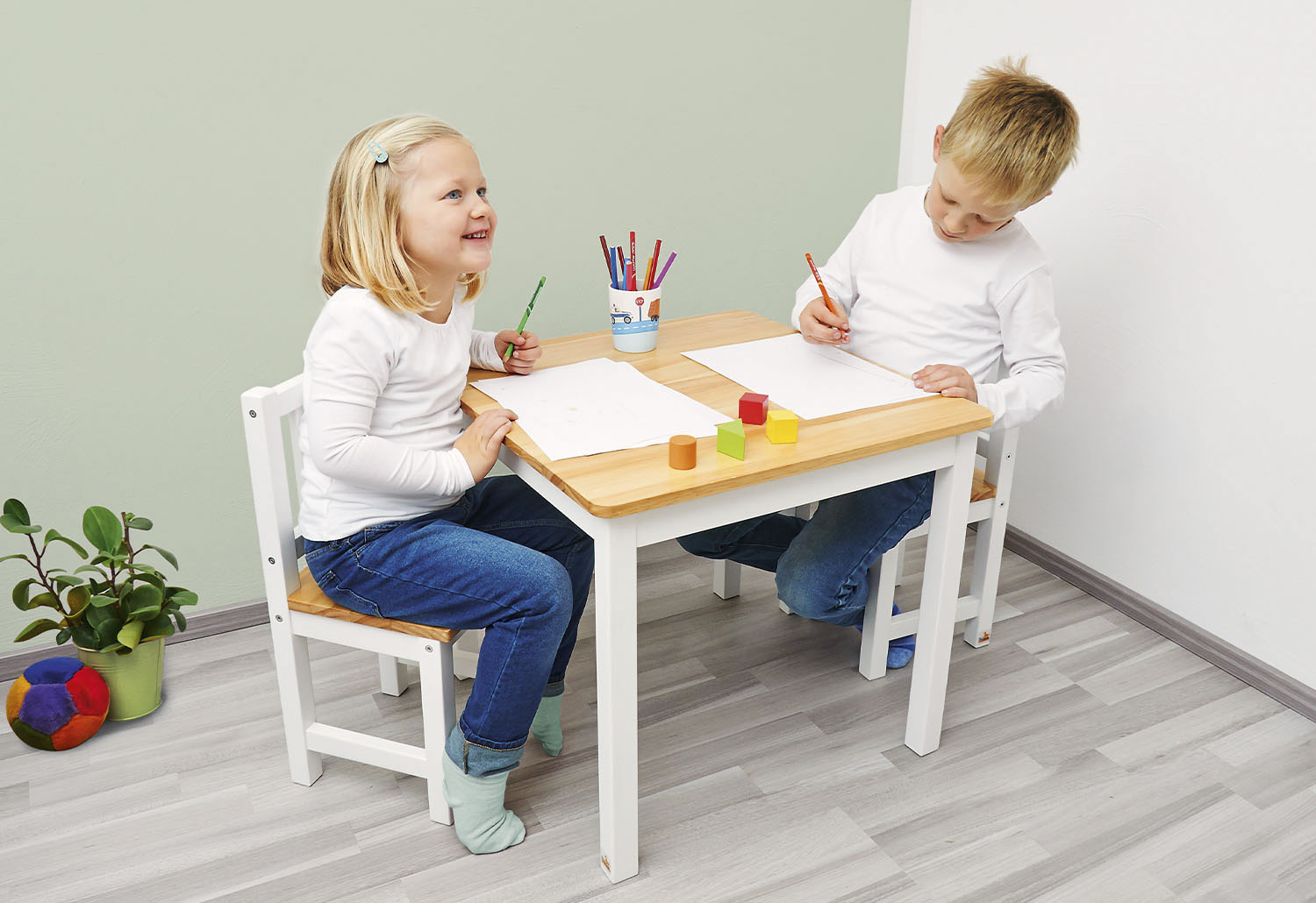 Chaise enfant « Fenna », blanc/naturel