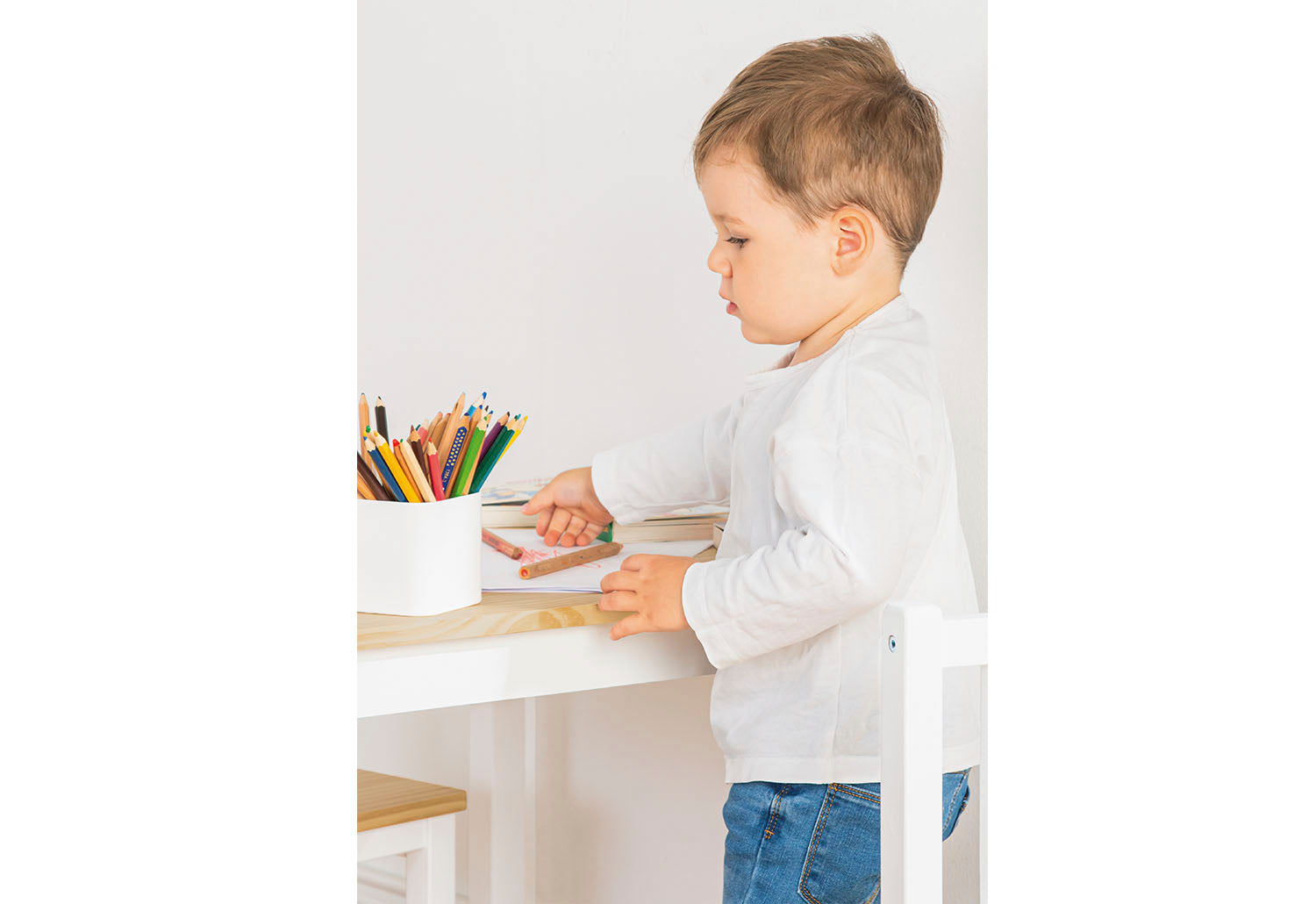 Ensemble de sièges pour enfants "Fenna", blanc/naturel, 3 pièces.