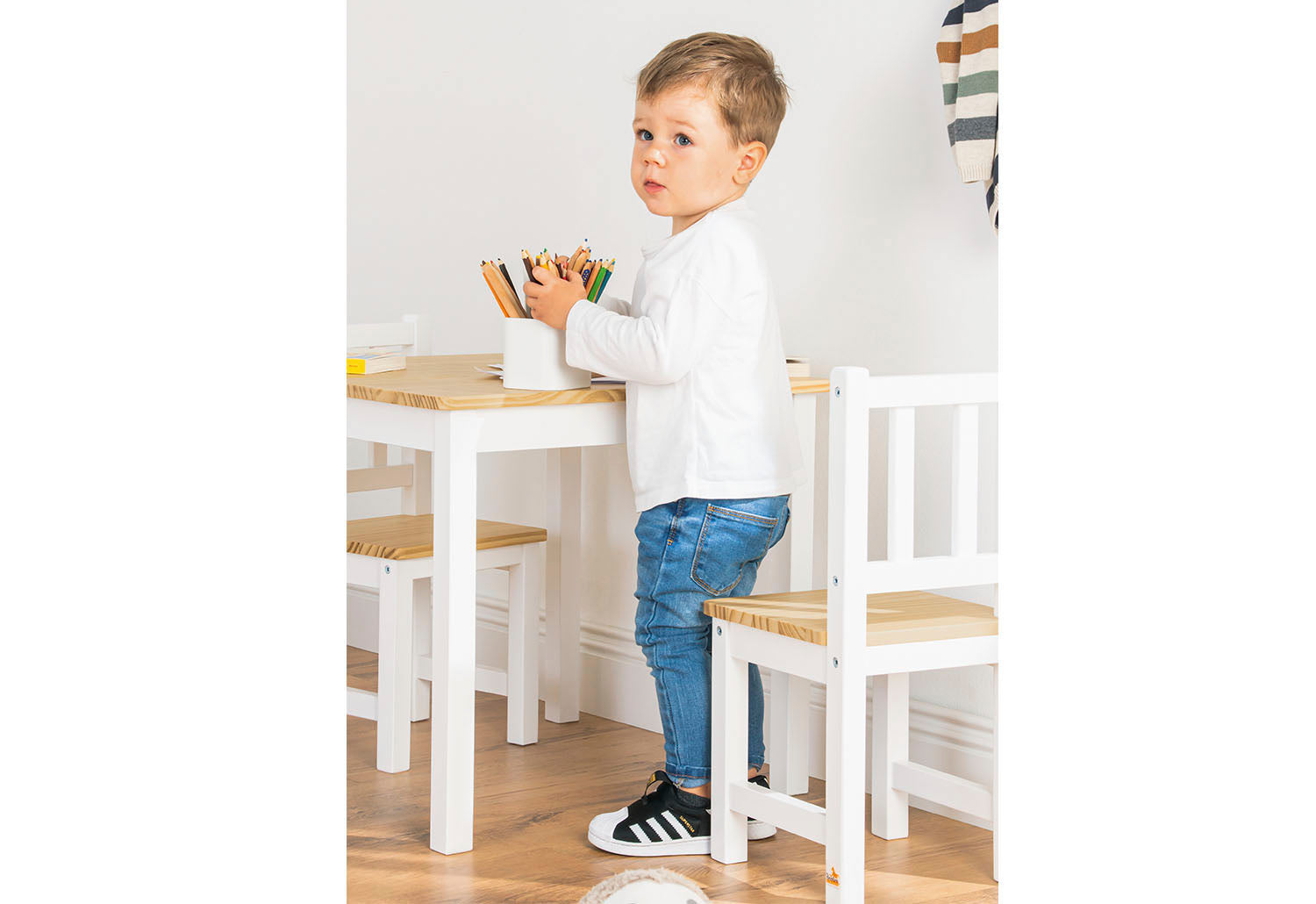 Ensemble de sièges pour enfants "Fenna", blanc/naturel, 3 pièces.