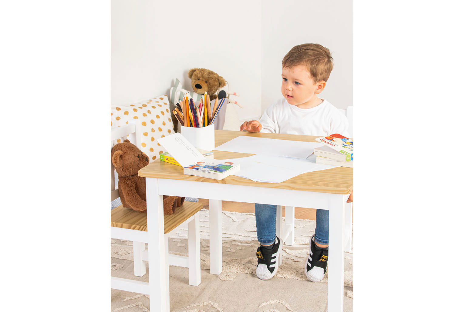 Ensemble de sièges pour enfants "Fenna", blanc/naturel, 3 pièces.