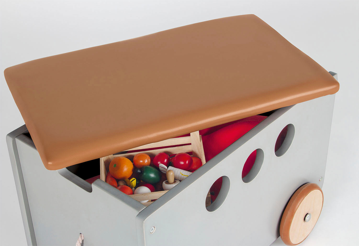 Coffre à jouets à roulettes « Jim », gris