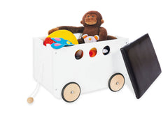 Coffre à jouets à roulettes « Jim », blanc