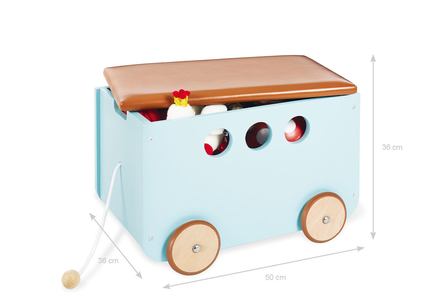 Coffre à jouets à roulettes « Jim », menthe