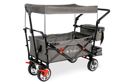 Chariot pliant « AddPlus » avec frein, gris chiné, avec habillage pluie