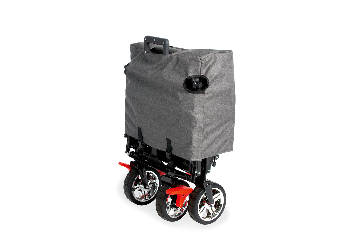 Chariot pliant « AddPlus » avec frein, gris chiné, avec habillage pluie