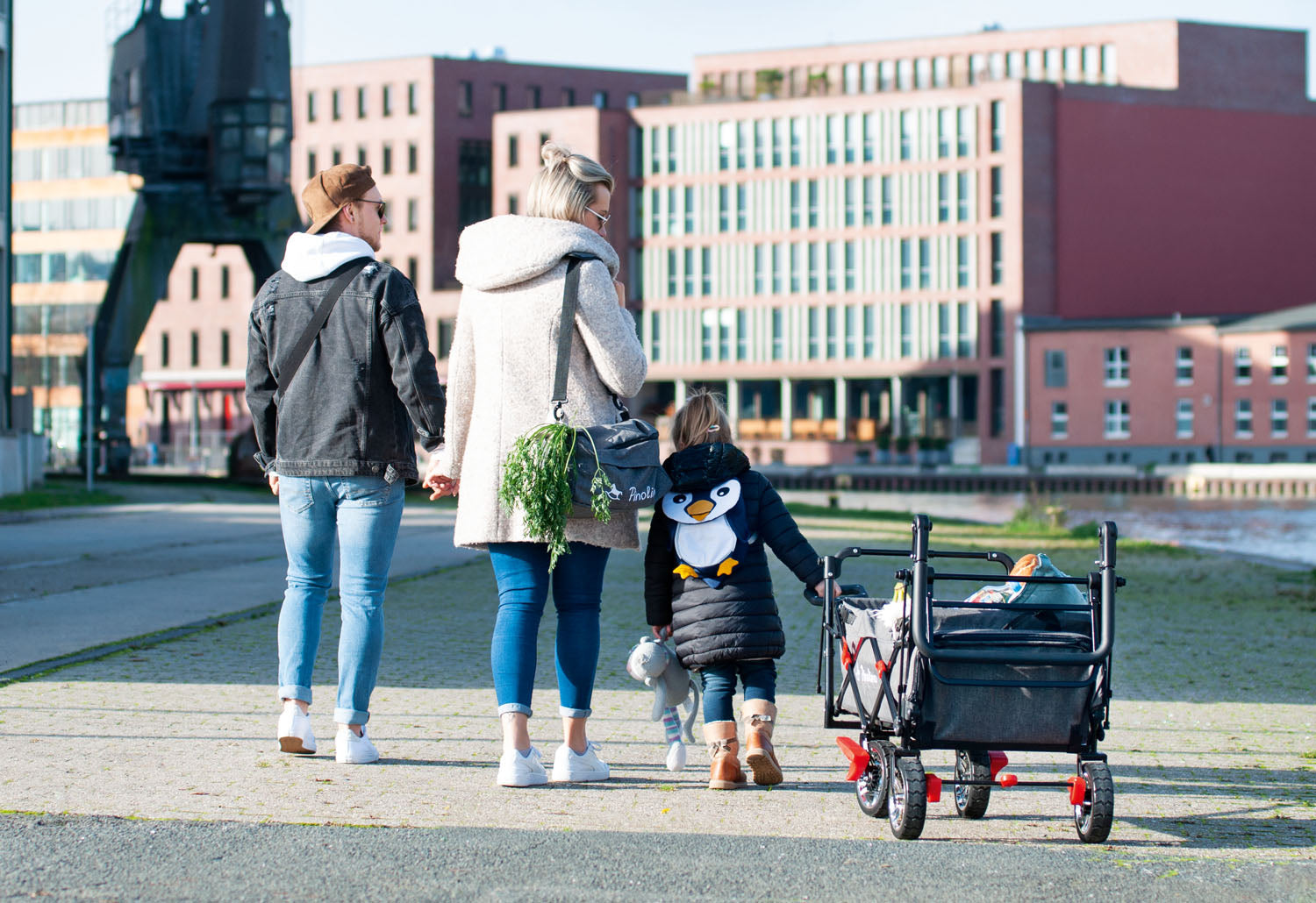 Chariot pliant « AddPlus » avec frein, gris chiné, avec habillage pluie