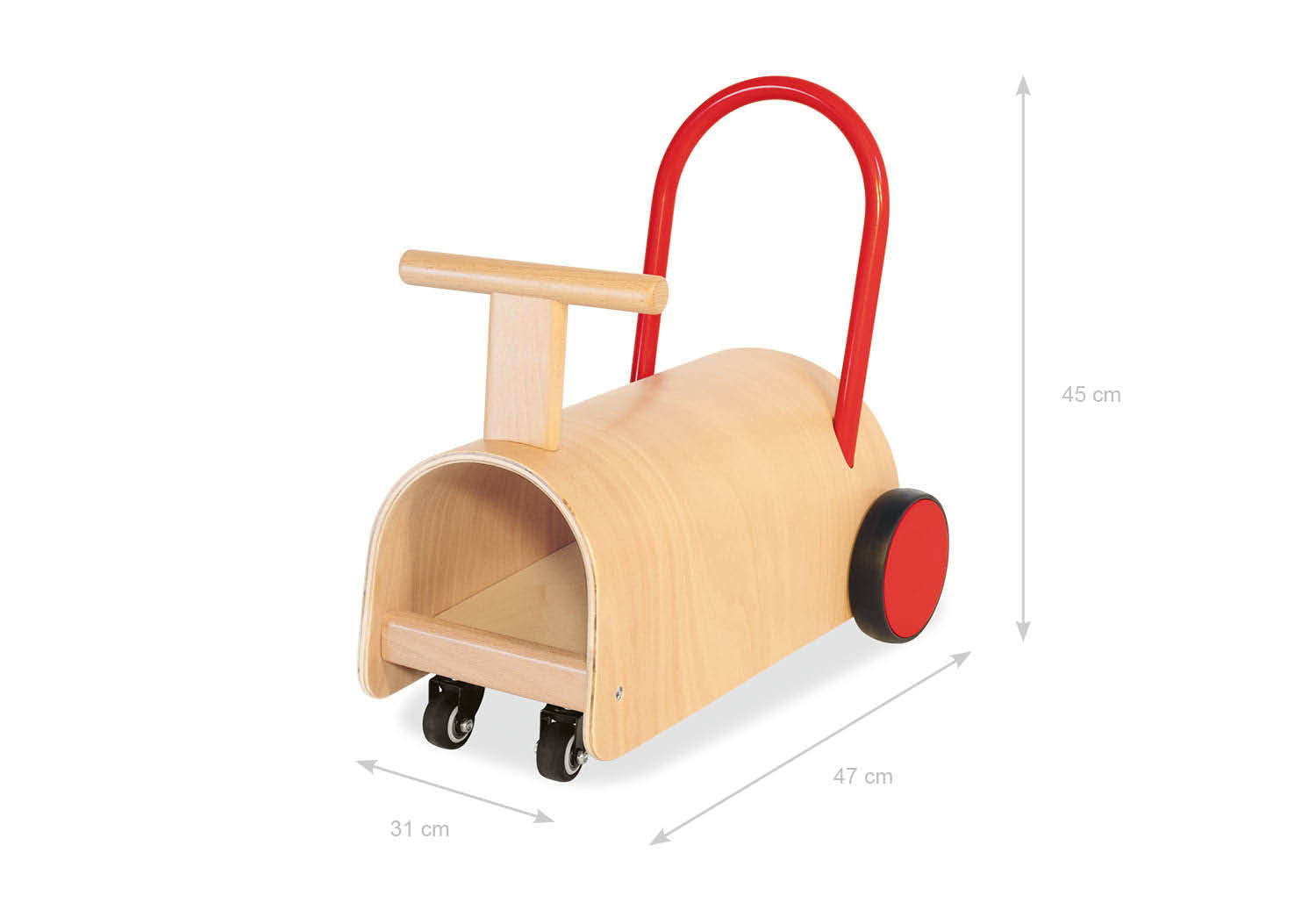 Trotteur et porteur « Enzo », naturel/rouge