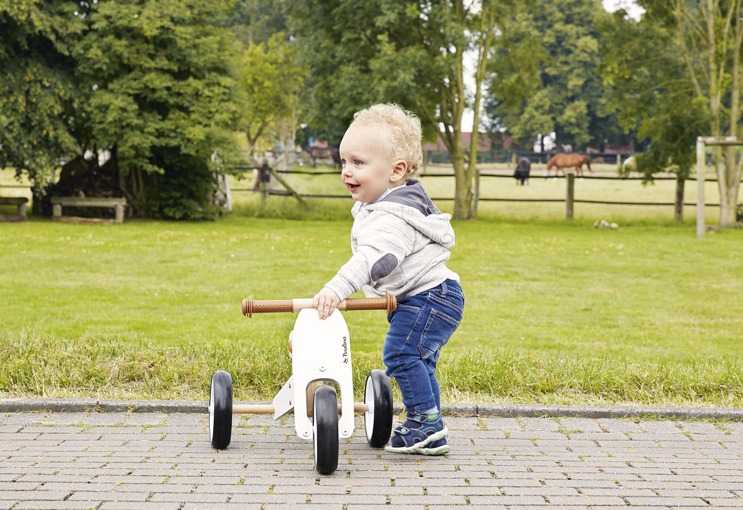 Mini tricycle d'équilibre « Charlie », blanc/naturel