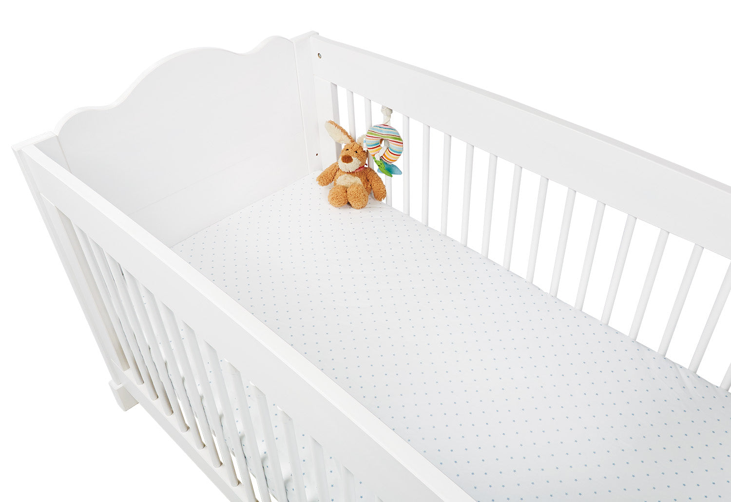 Draps-housses en jersey pour lit enfant en lot de deux "Étoiles", bleu clair et uni, blanc